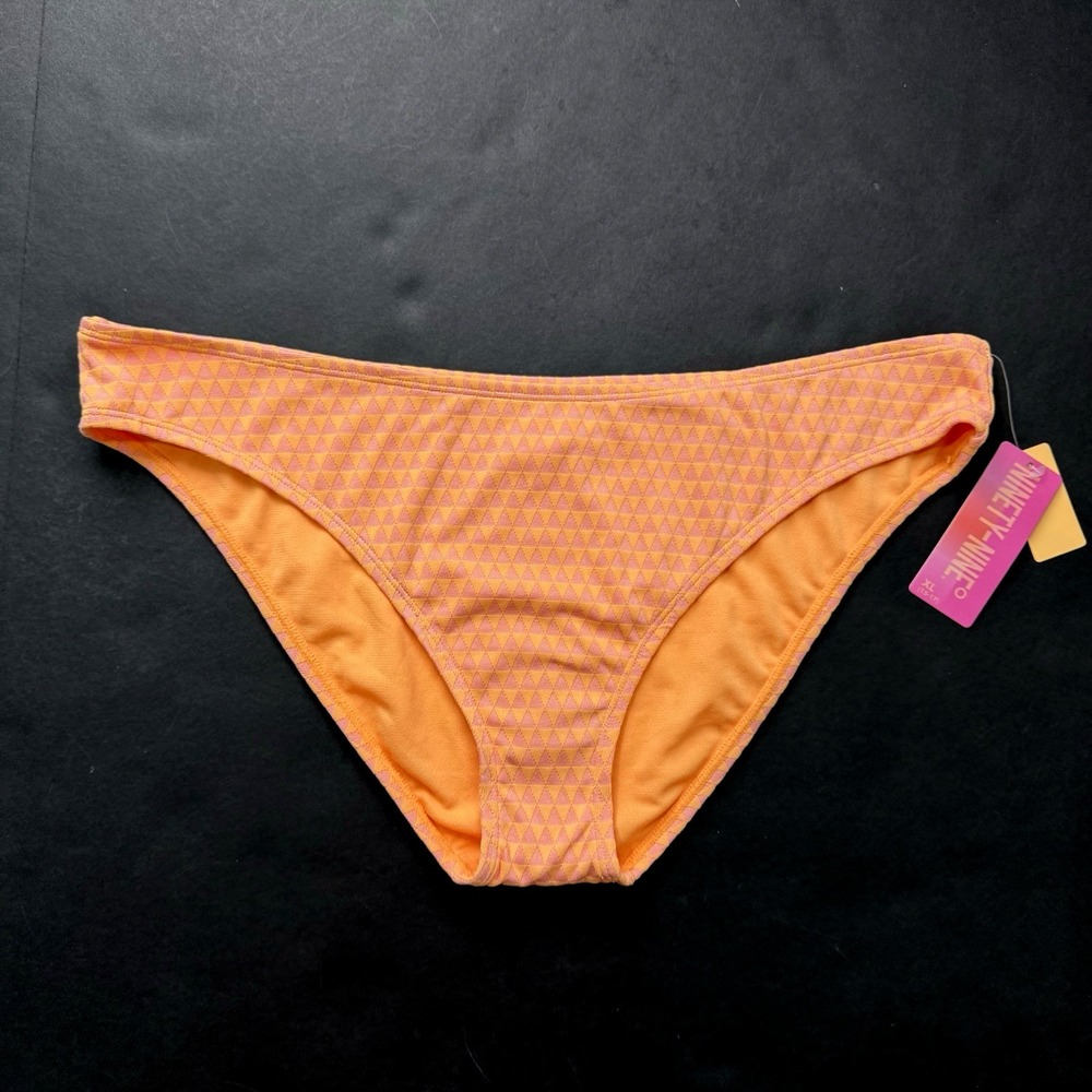 New Bikini Swimsuit Bottom Jr XL 15 17 Orange Pink Triangle Print Cheeky Beach